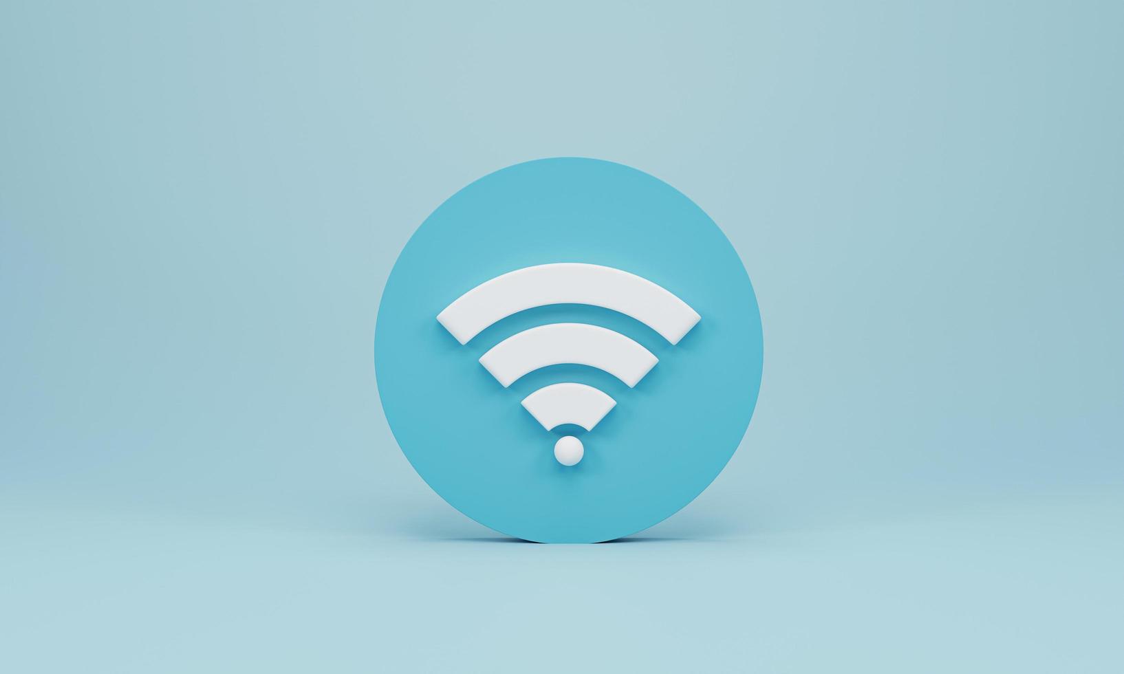 3d rendering, 3d illustration. Icon Wi-Fi, wireless internet network symbol on blue background. Minimal concept. photo