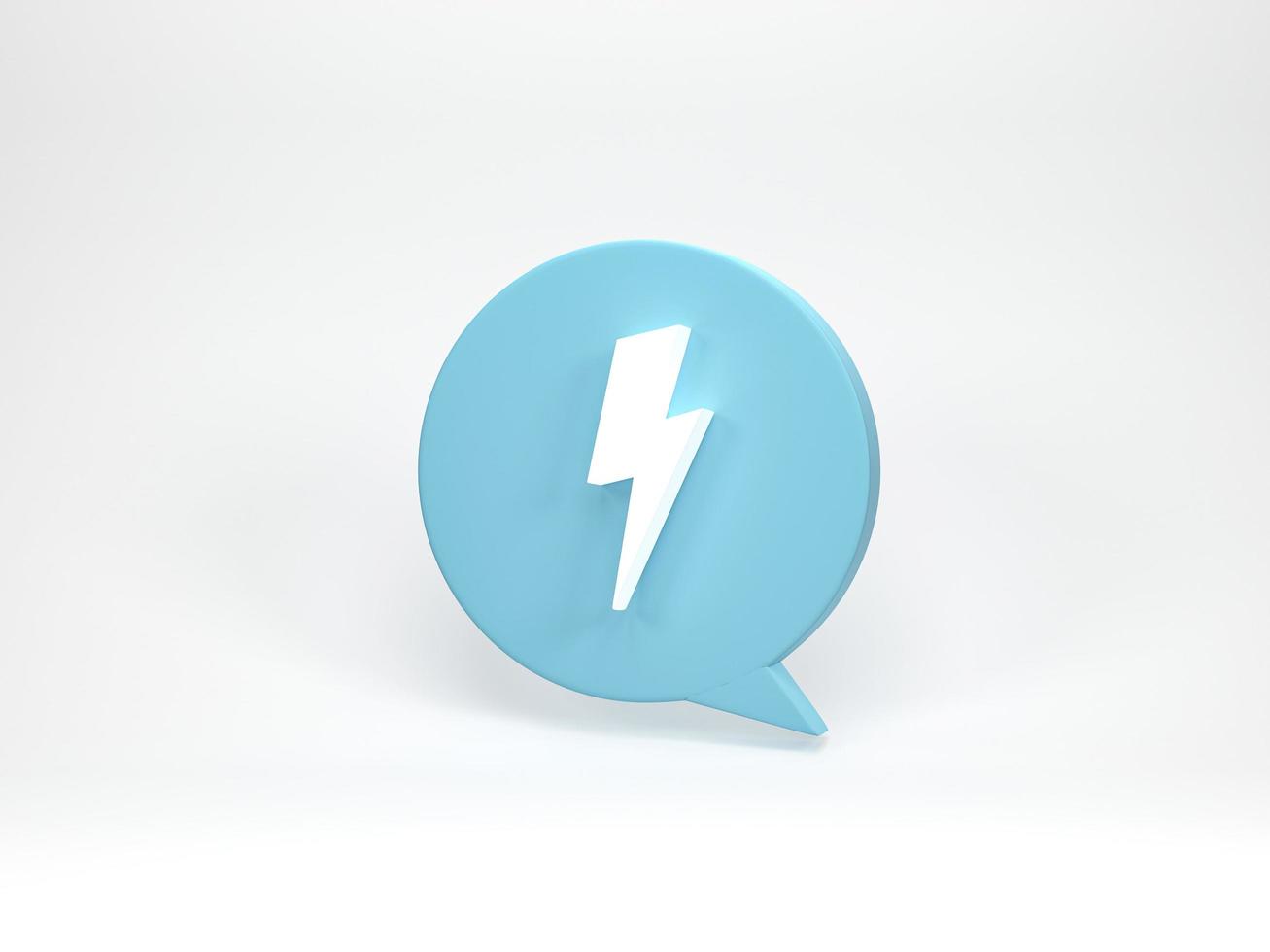 3D rendering, 3D illustration. Flash icon on speech bubble talk on white background. concept of energy, danger and power. photo