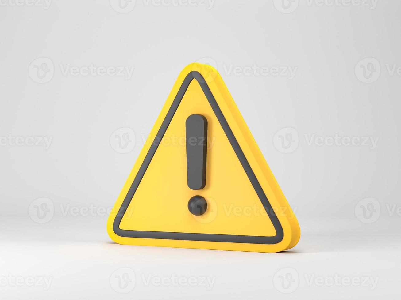 3D rendering, 3D illustration. Warning sign icon on white background. Attention sign icon icon. Danger symbol. exclamation mark symbol. photo