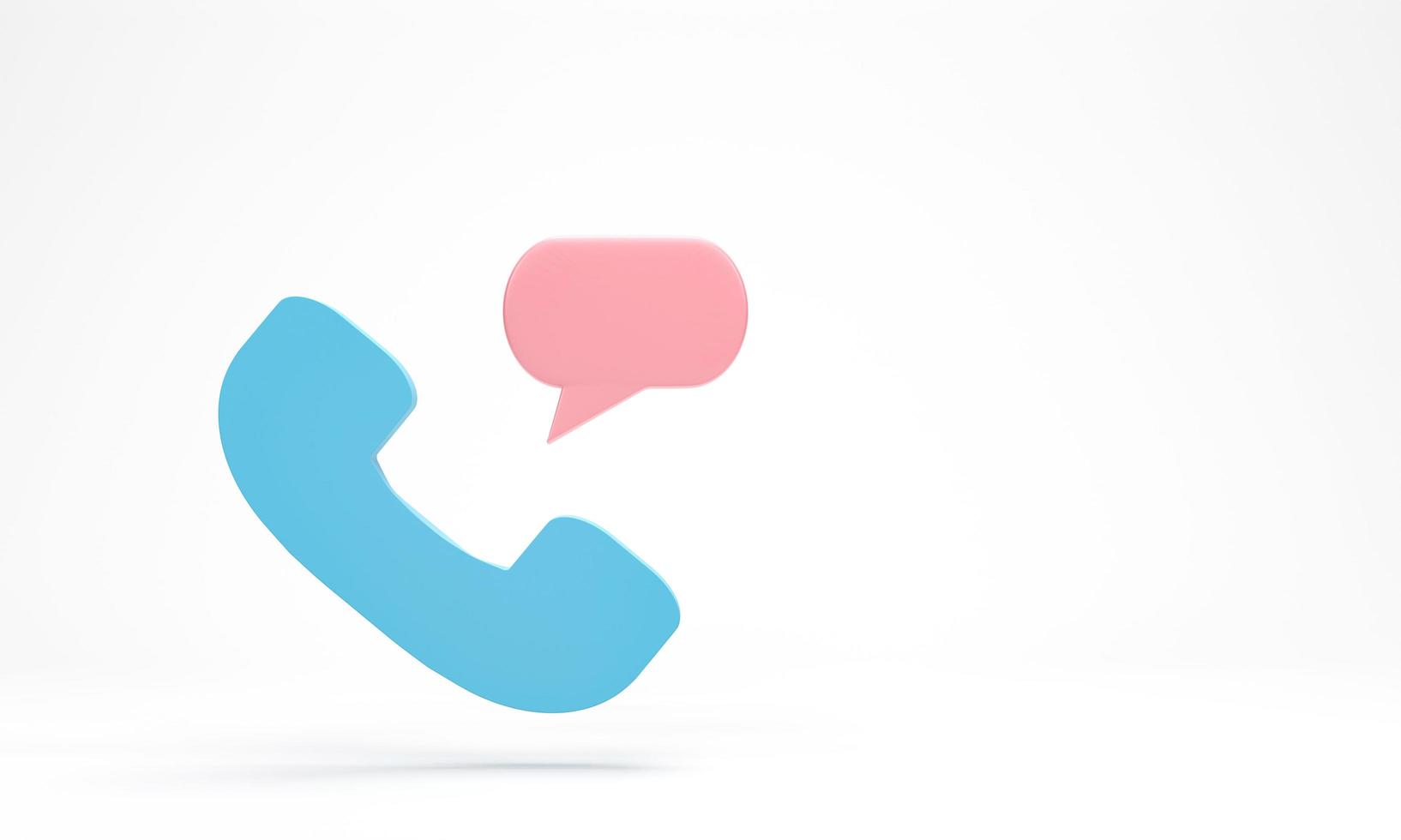 3D rendering, 3D illustration. Phone call icon with speech bubble isolated on white background. Telephone receiver simple minimal style. photo