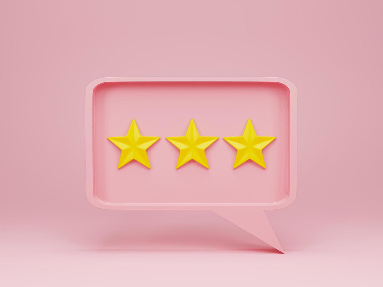 3d rendering, 3d illustration. Yellow stars with bubble on pink background. Modern minimal concept. photo