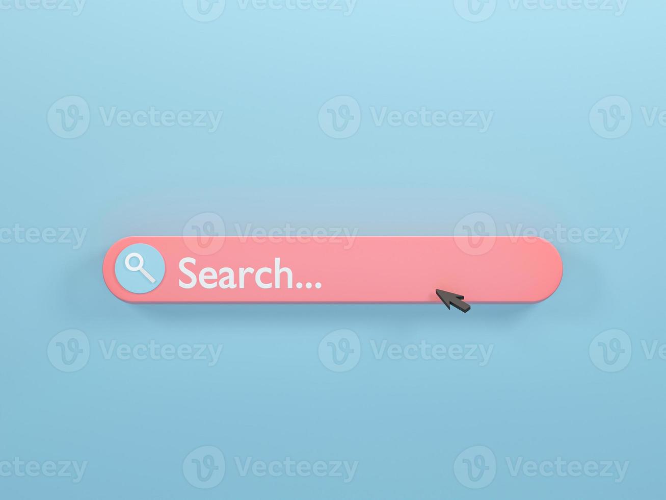 representación 3d, ilustración 3d. barra de búsqueda en blanco mínima sobre fondo azul. concepto de elemento de diseño de barra de búsqueda foto