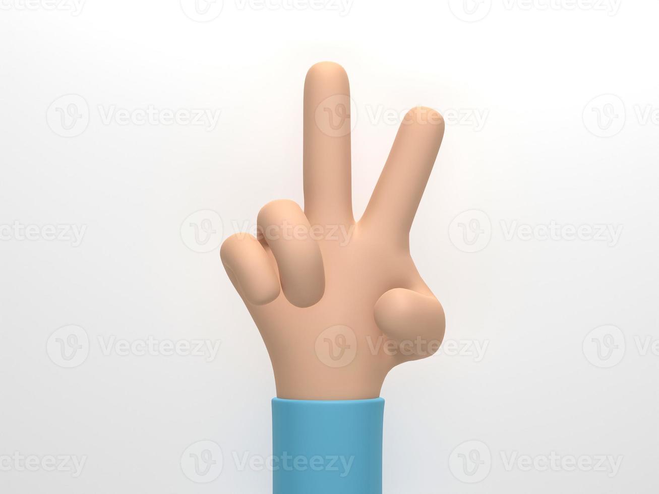 3D rendering, 3D illustration. Cartoon character hand isolated on white background. Simple hand style photo