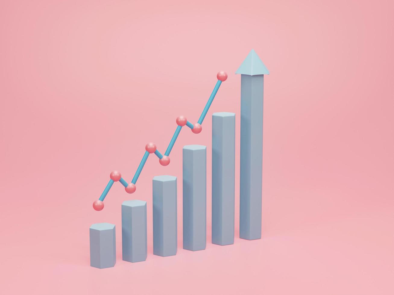 3D rendering, 3D illustration. Business chart. Ascending graph for growth forward. Concept of economy graph, histograms, statistics photo