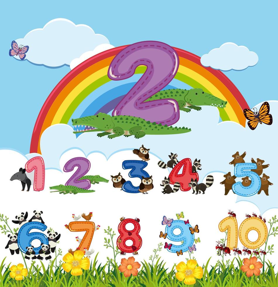Counting numbers from zero to nine vector
