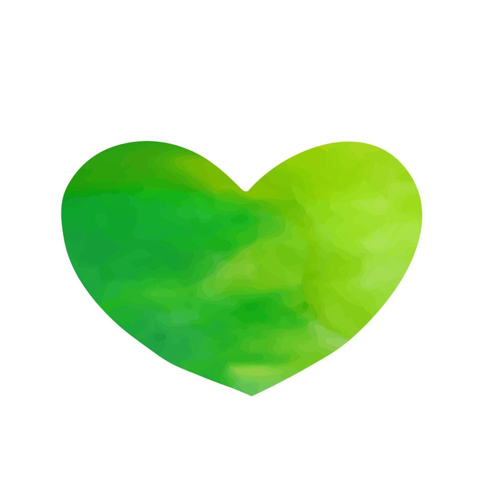 Green watercolor heart. vector