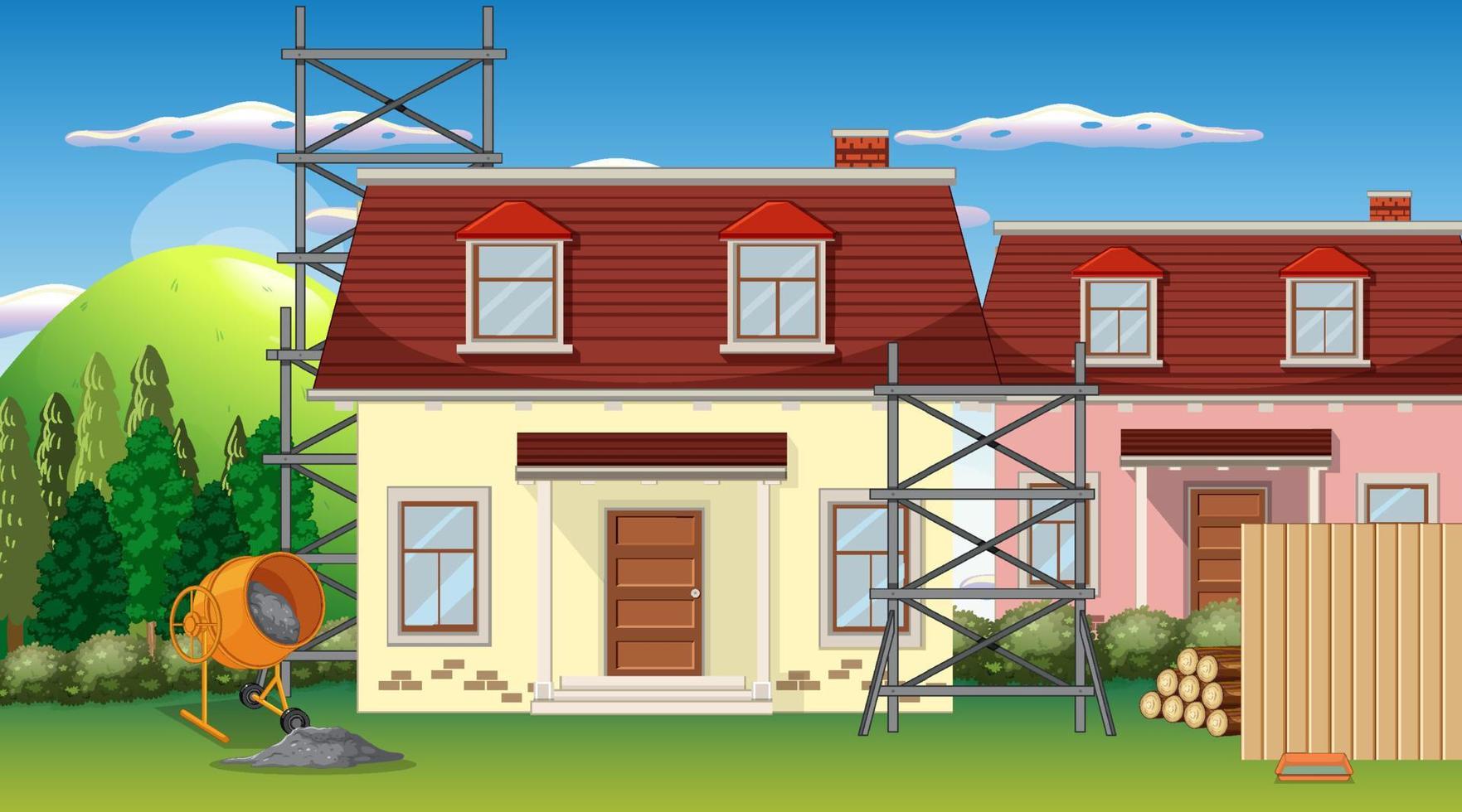 Building construction site scene vector