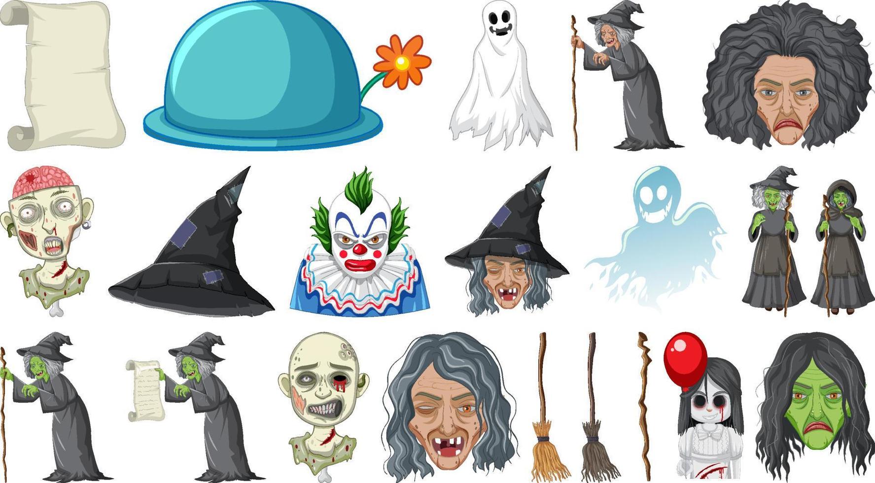 Halloween monsters on white background vector