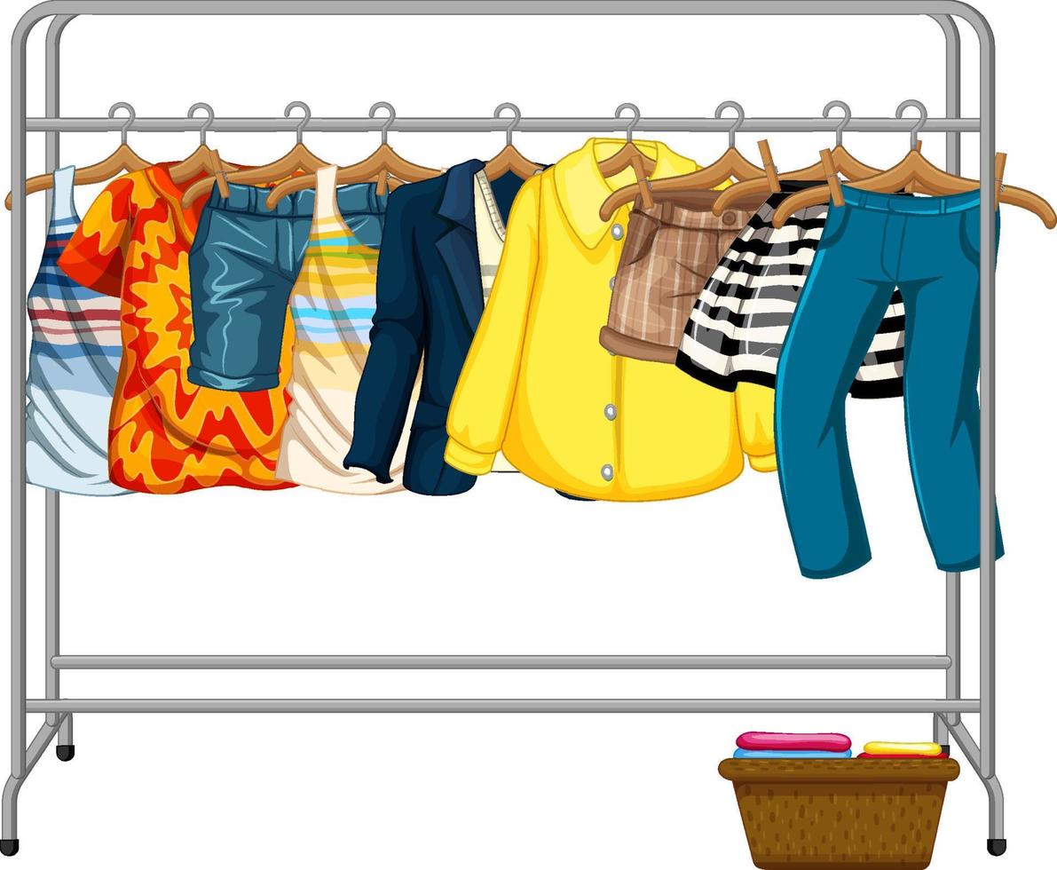 Different clothes hanging on the bars vector