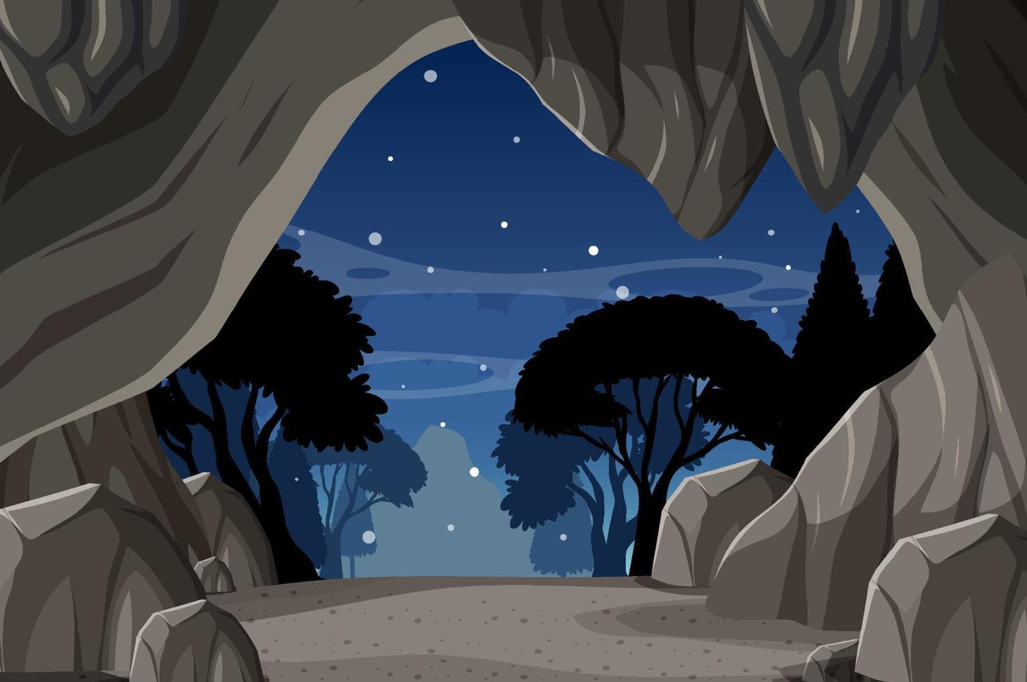 Inside cave landscape in cartoon style vector