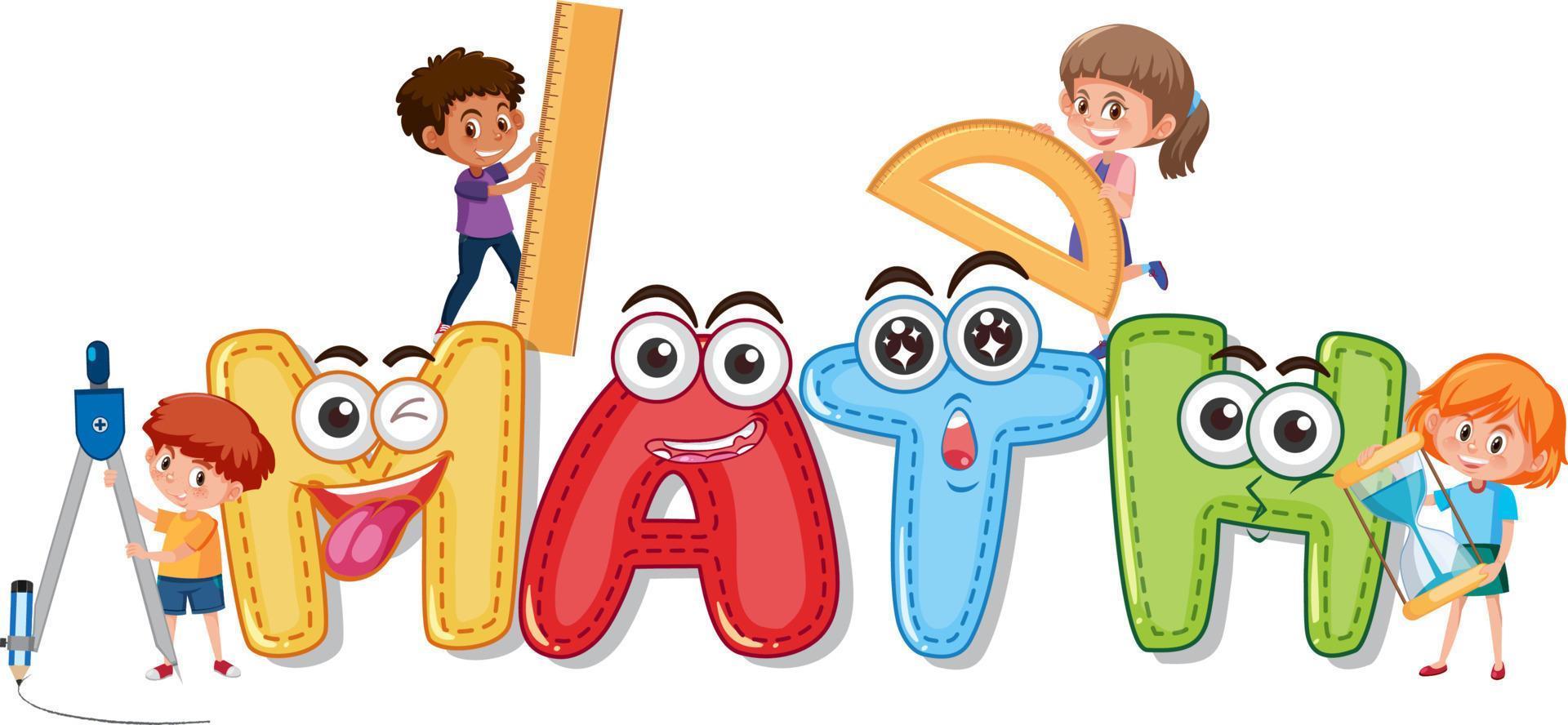 Font design for math and happy children vector