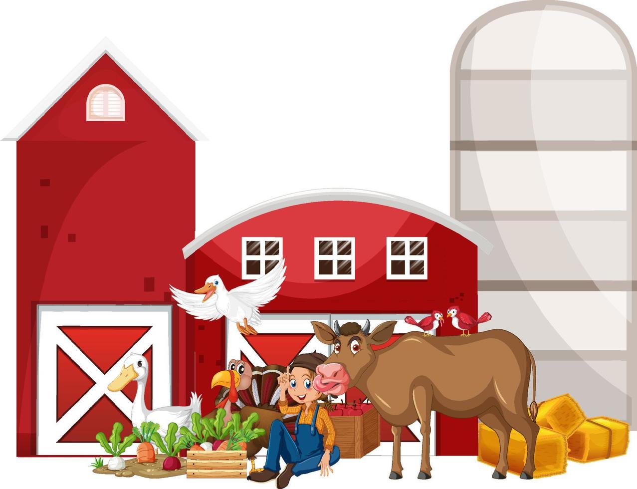 tema agrícola con granjero vector