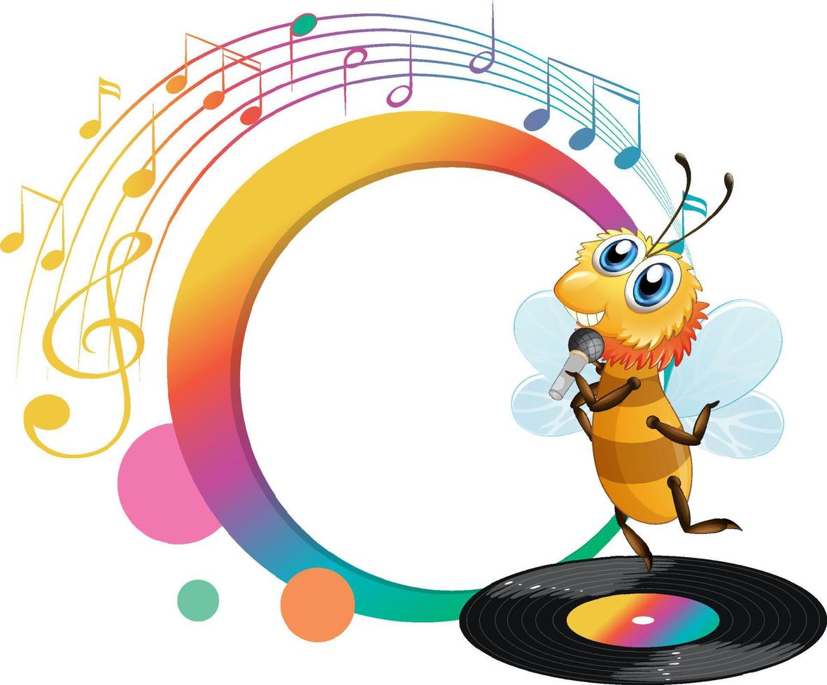 Singer bee cartoon character with empty banner vector