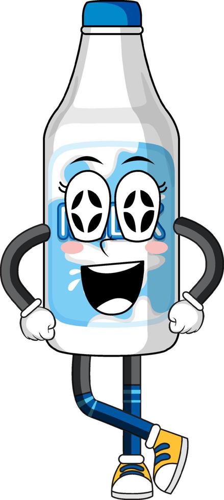 Bottle of milk with happy face vector