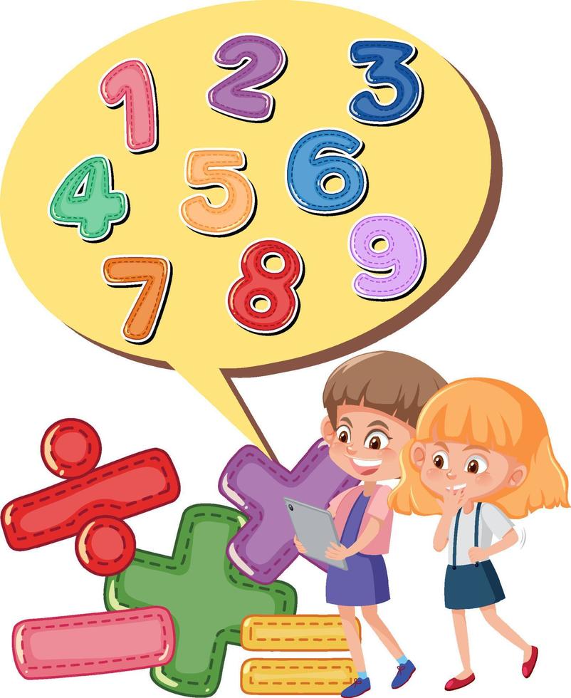 Counting number 0 to 9 and math symbols vector