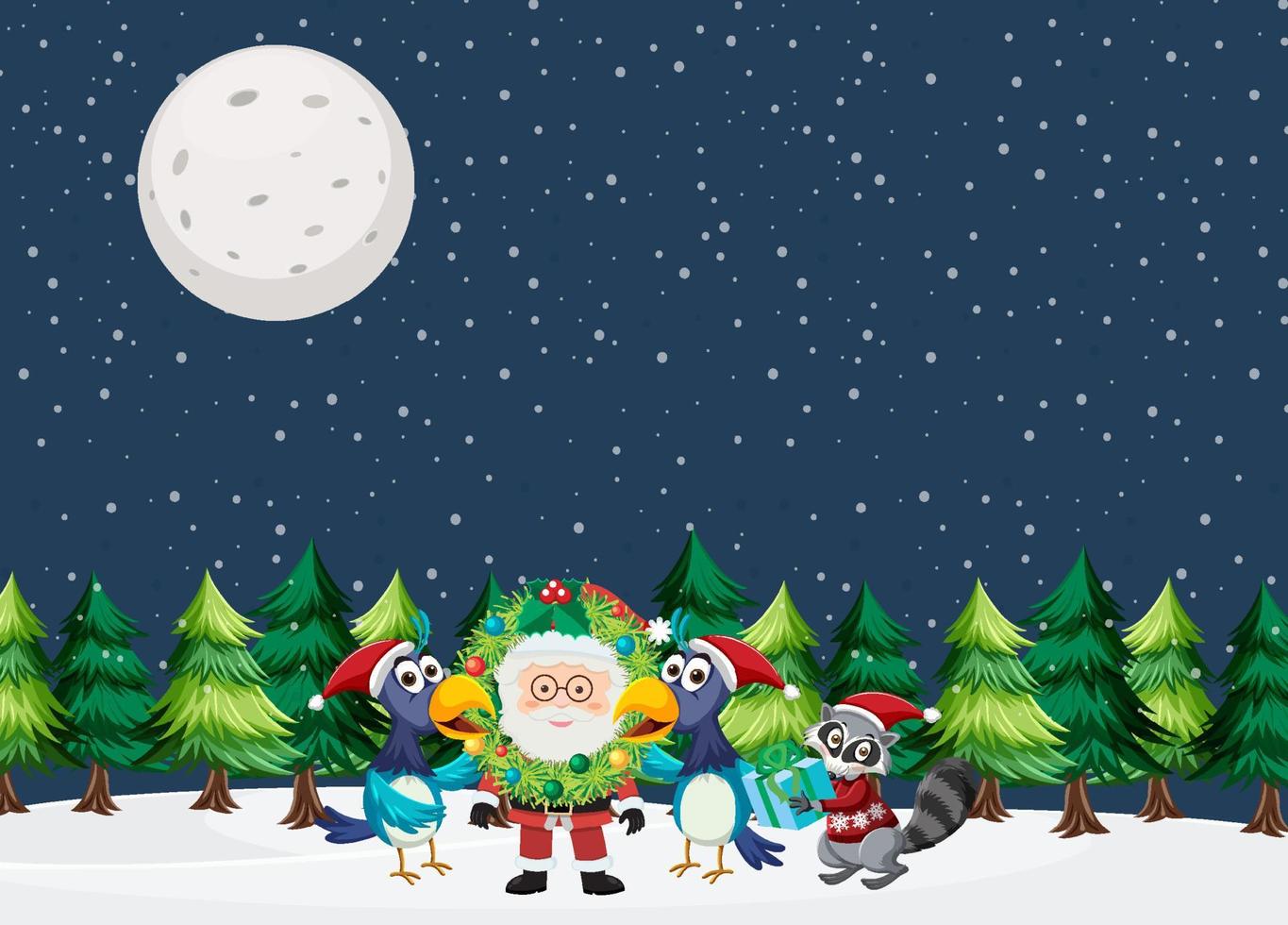 Christmas holidays with Santa at night vector