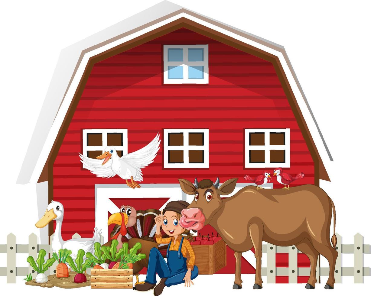 Farming theme with farm animals vector