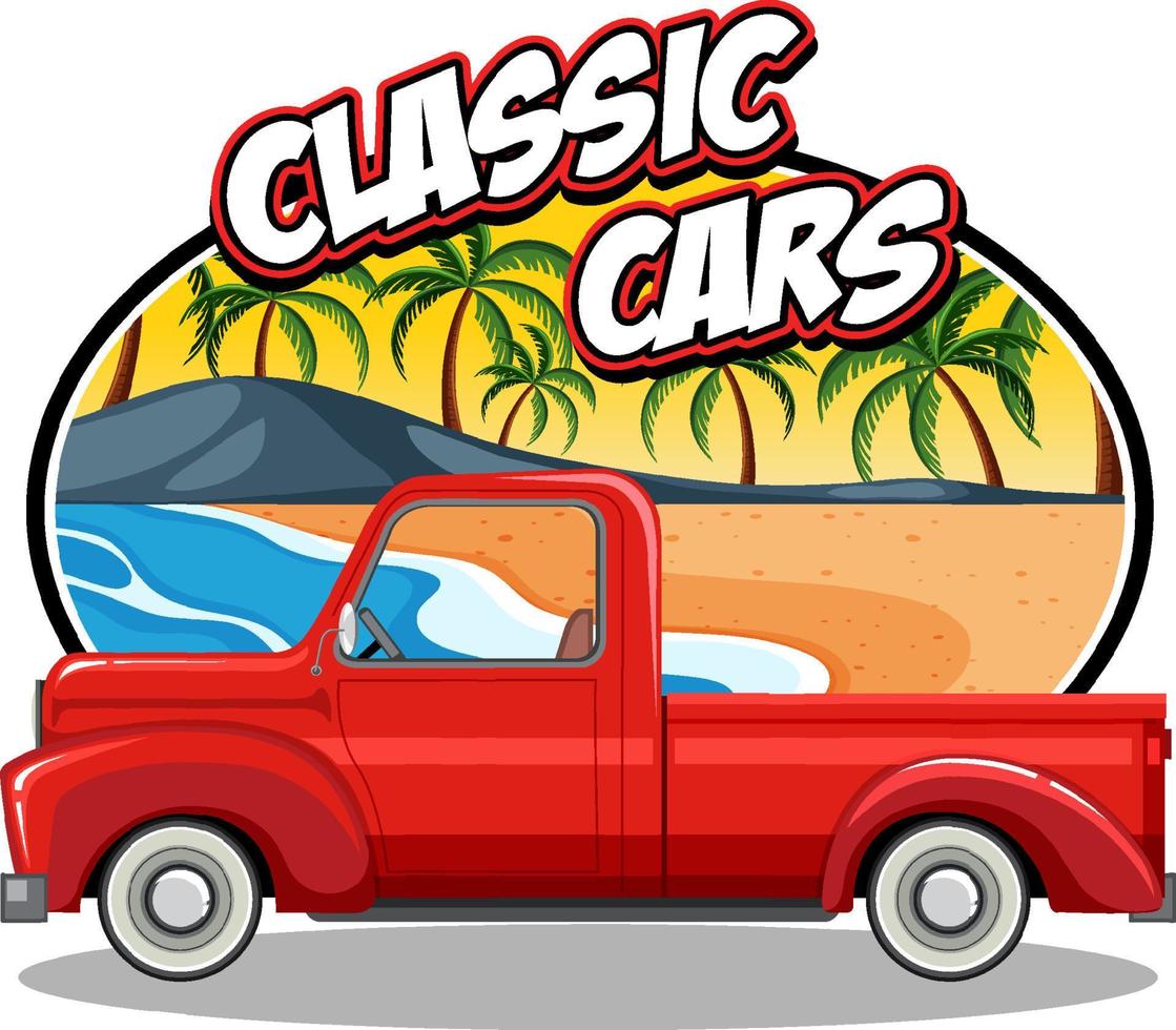 The classic car concept with old truck car vector