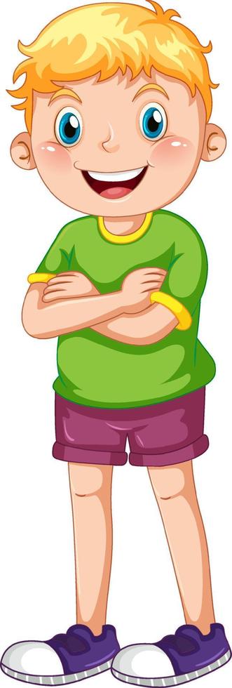 Cute boy cartoon character on white background vector