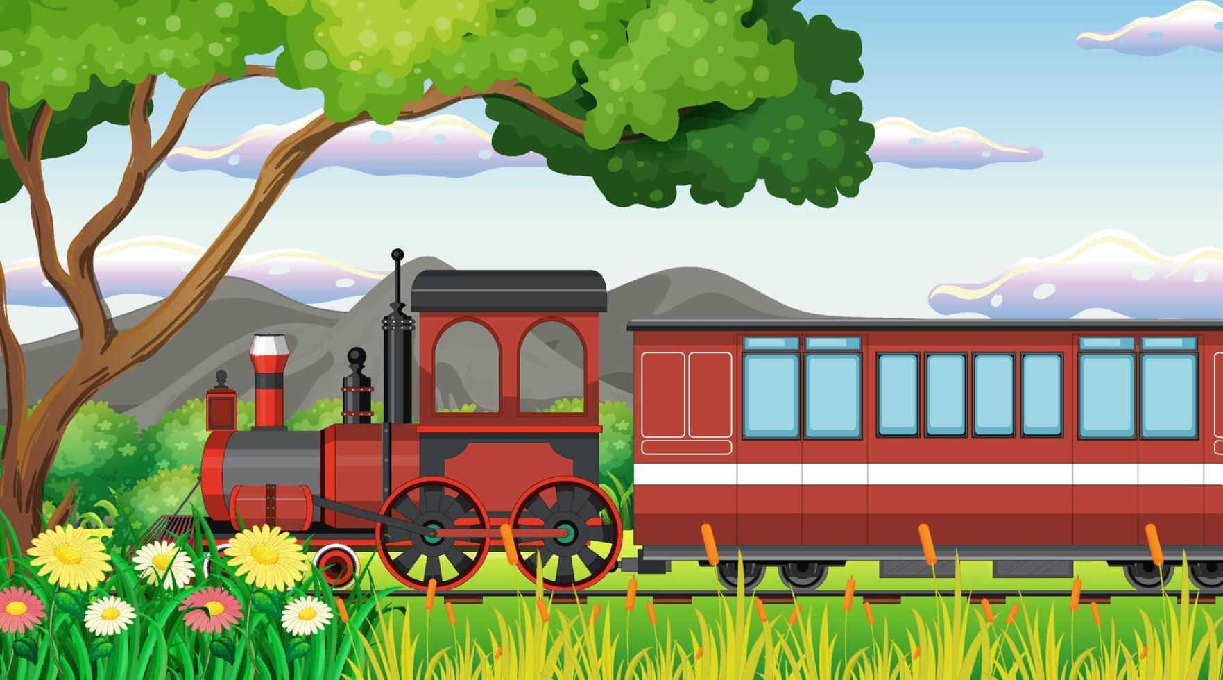 Train with natural scene vector