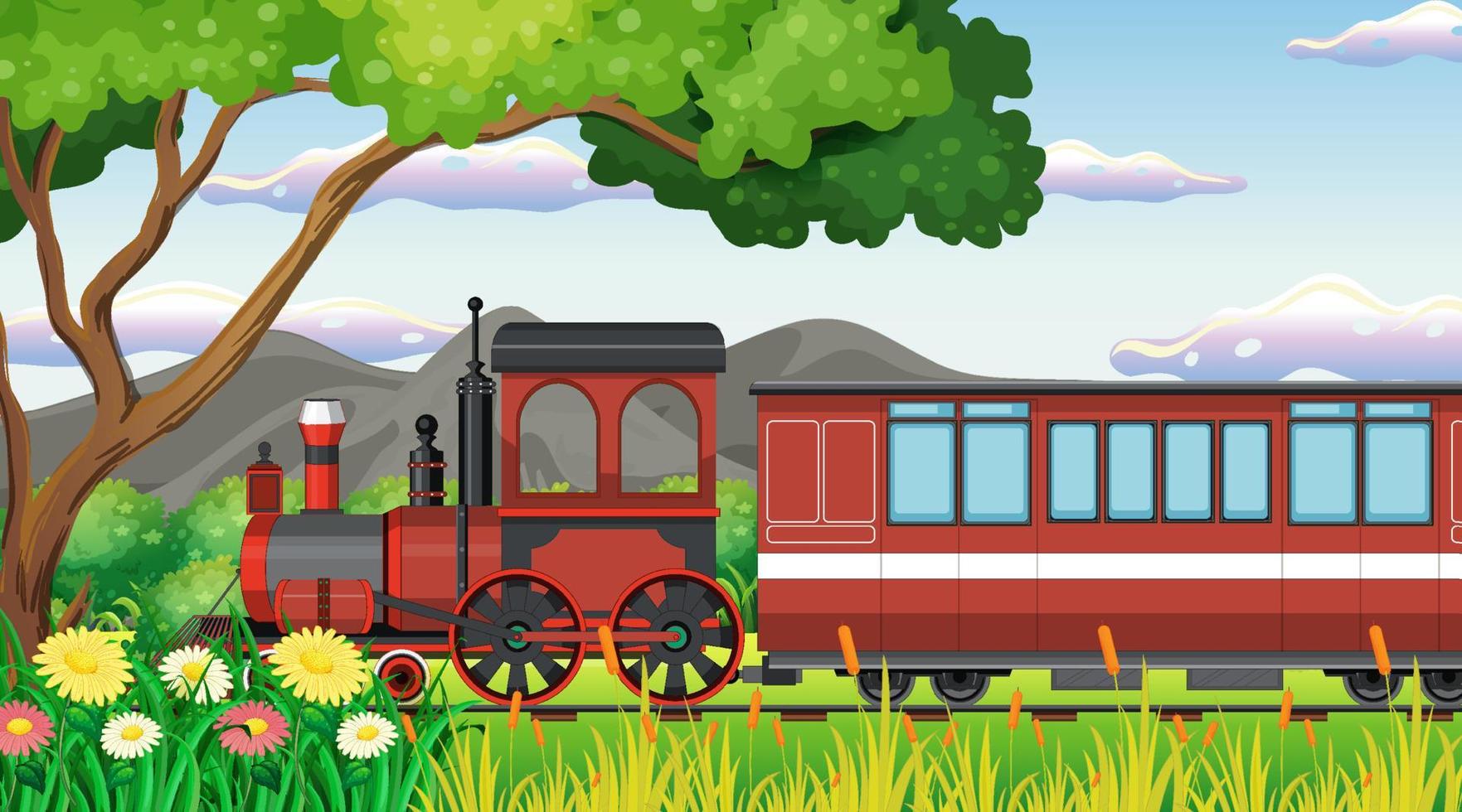 tren con escenario natural vector