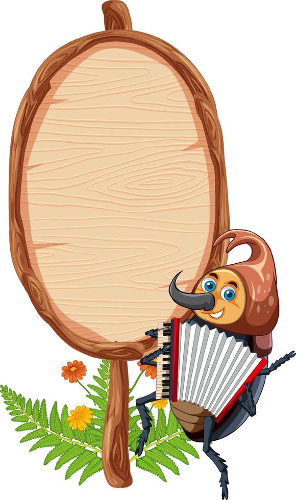 Blank oval wooden signboard with animal vector