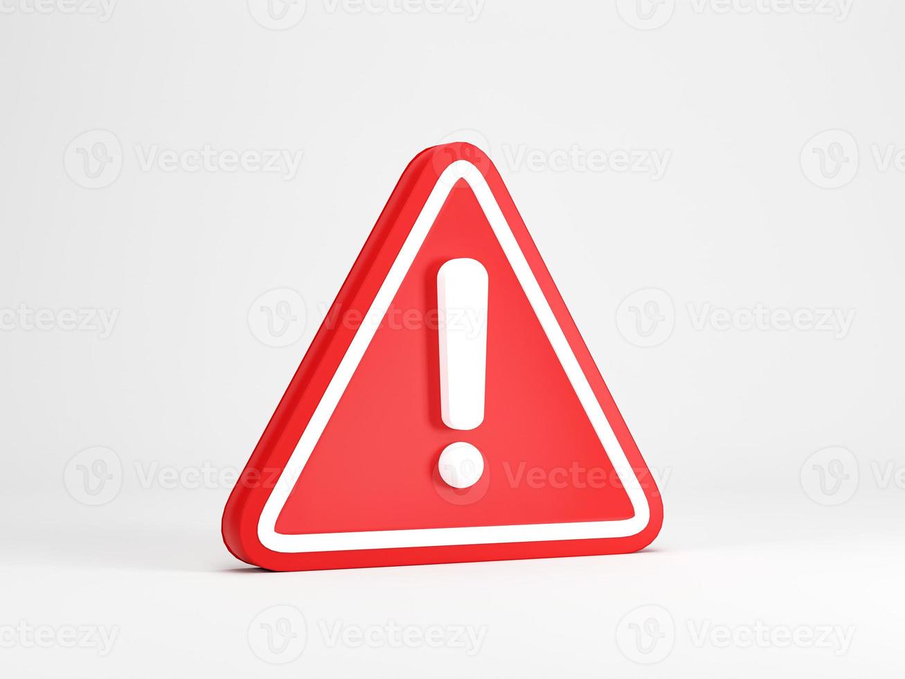 3D rendering, 3D illustration. Warning sign icon on white background. Attention sign icon icon. Danger symbol. exclamation mark symbol. photo