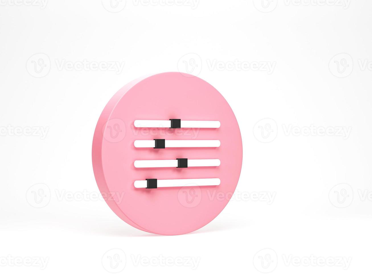 3D rendering, 3D illustration. Adjustment button icon design. Music adjustment icon isolated on white background. photo