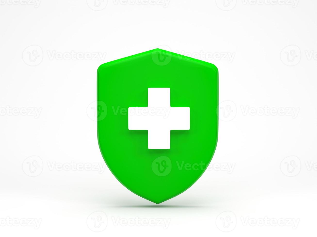 Ilustración 3d de renderizado 3d. símbolo de seguro de escudo de guardia médica aislado sobre fondo blanco. concepto de protección de la salud médica. foto