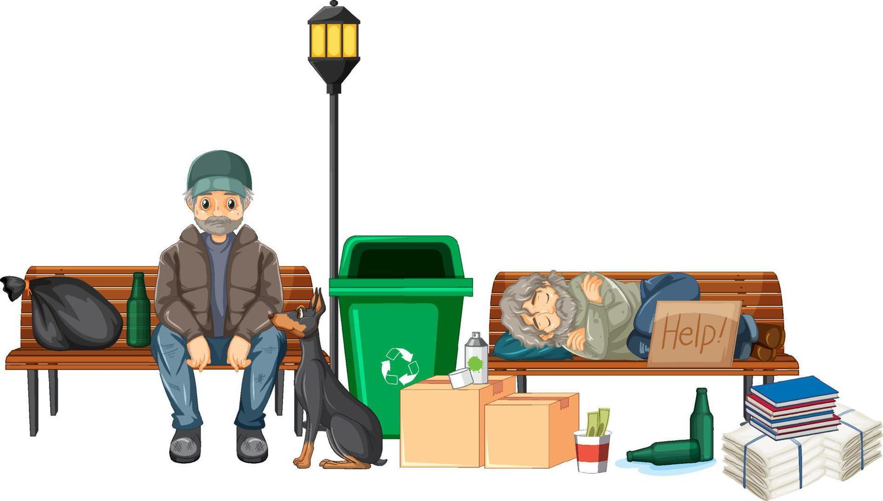 Homeless people in the city vector