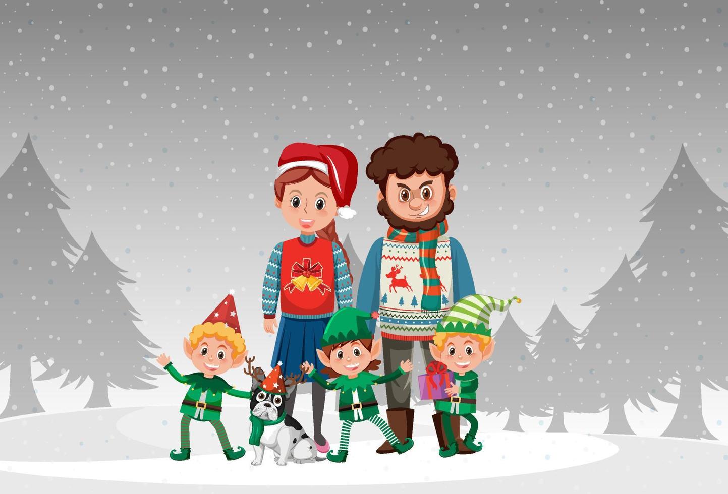 Christmas holidays with family in winter vector