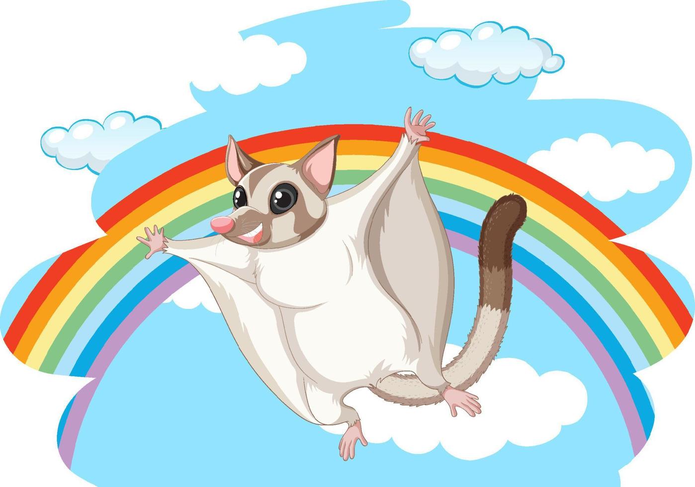 Sugar glider gliding in blue sky vector