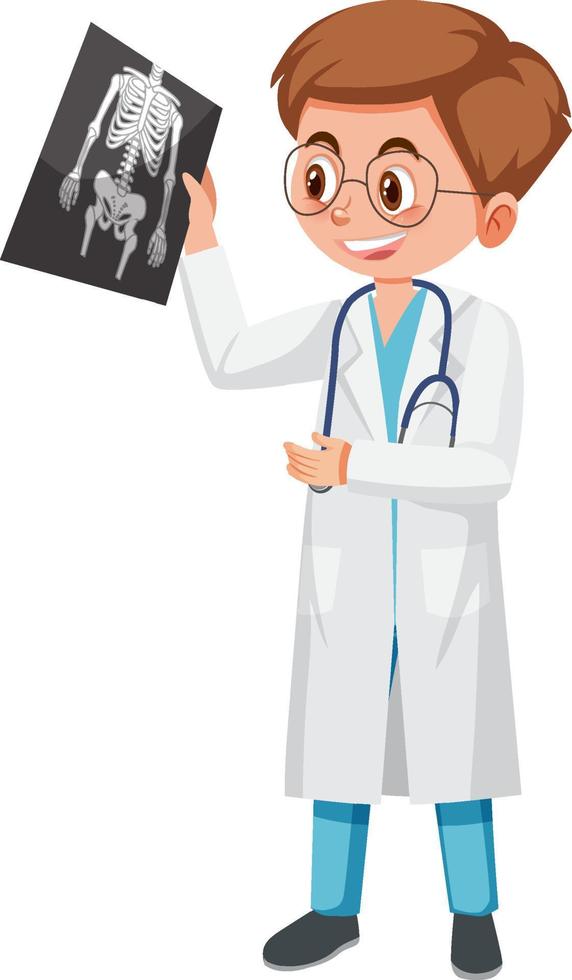 Doctor holding x-ray film vector