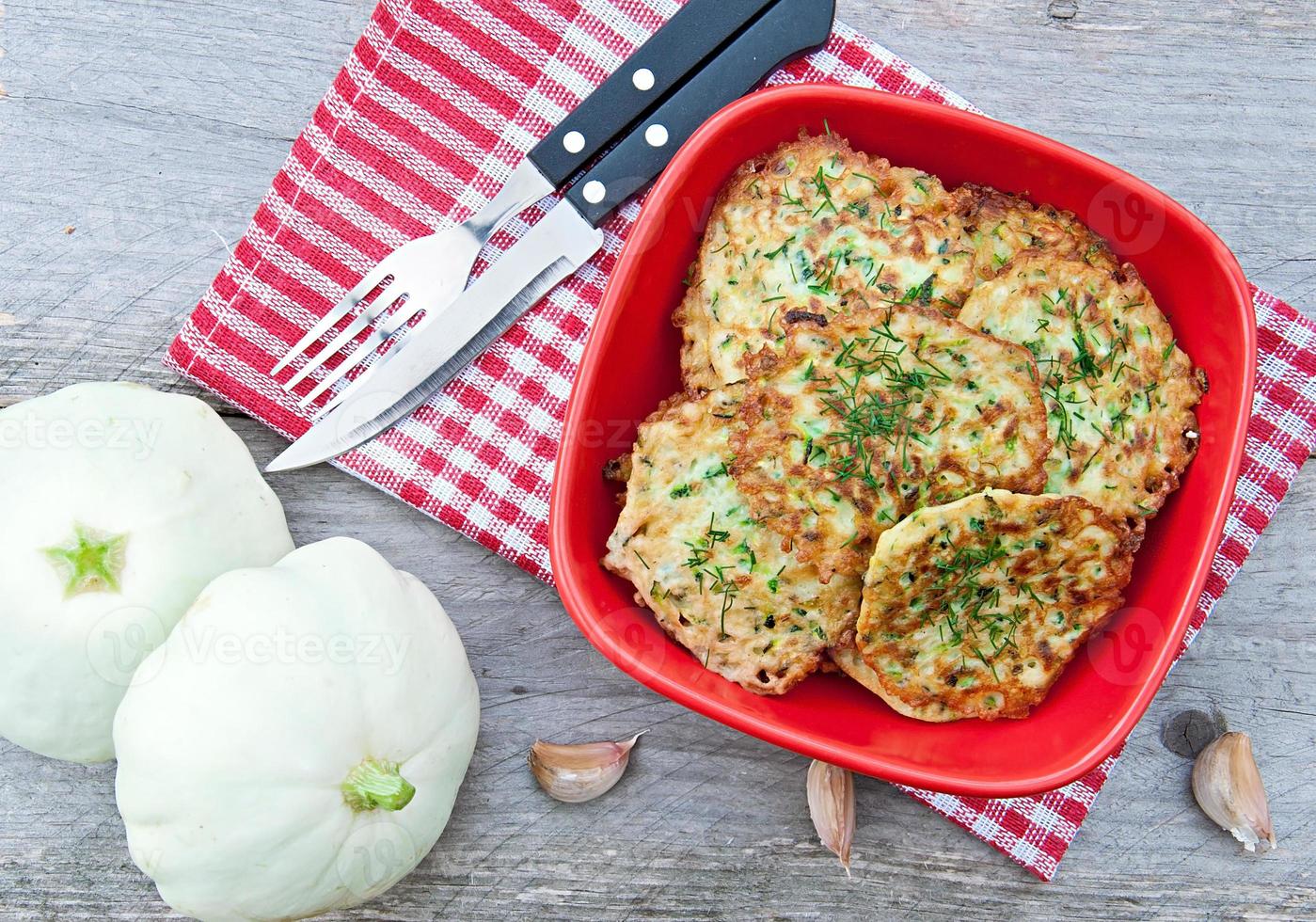 Zucchini tasty pancakes photo
