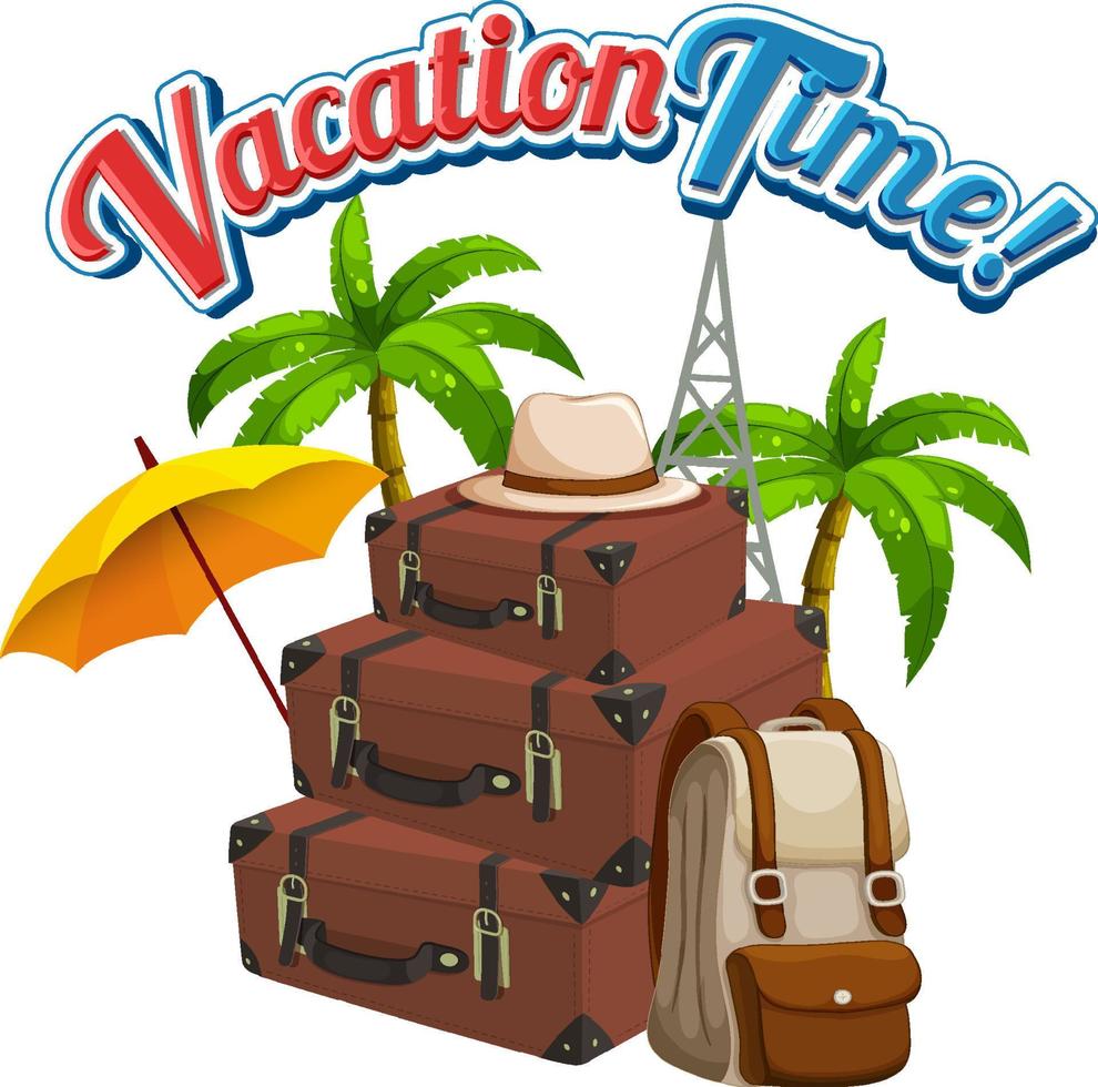 Vacation time icon with travel element vector