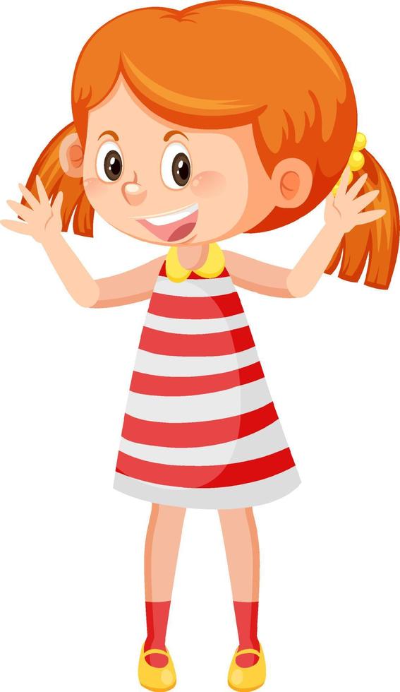 Cheerful girl with greeting gesture vector