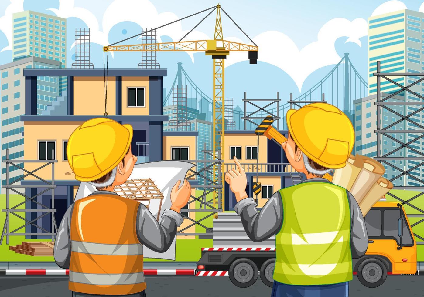 Building construction site background vector