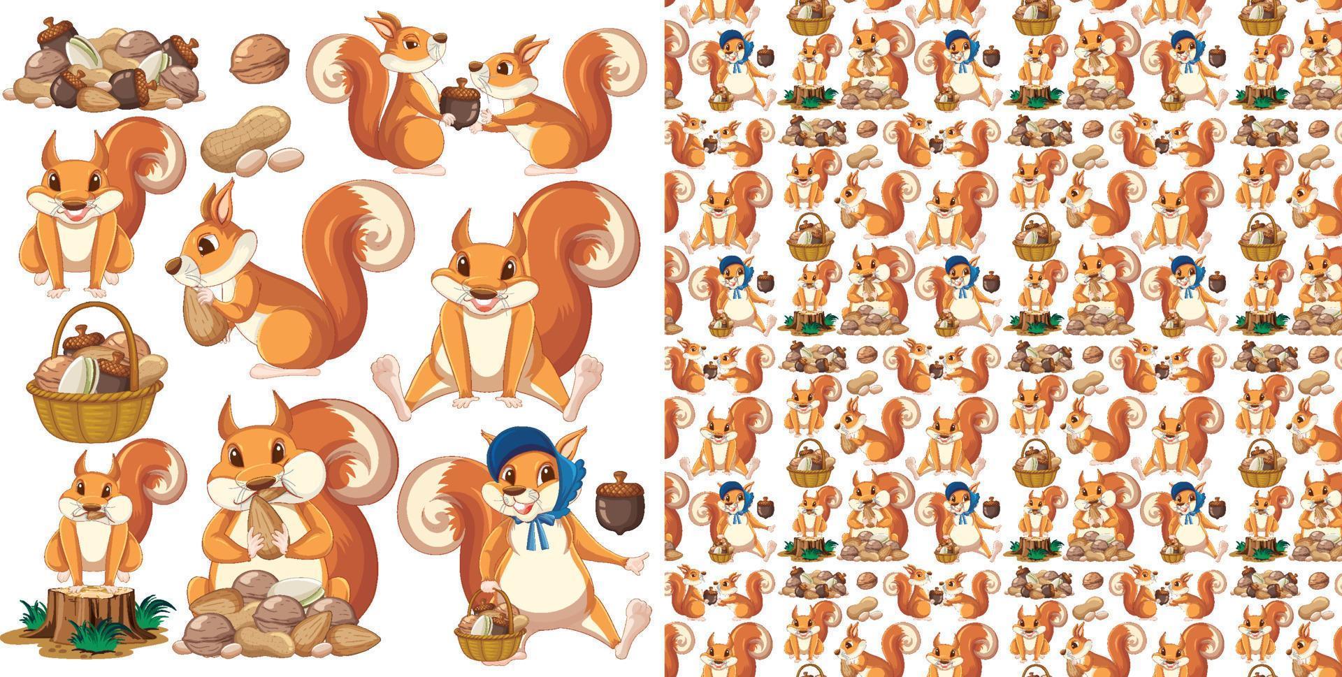 Cute animals cartoon seamless background vector