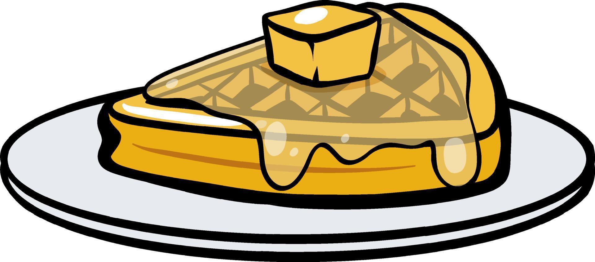 Waffel with butter and honey vector