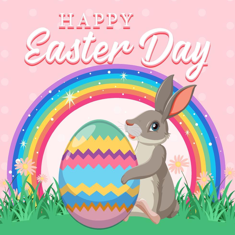 Happy Easter design with bunny and egg vector