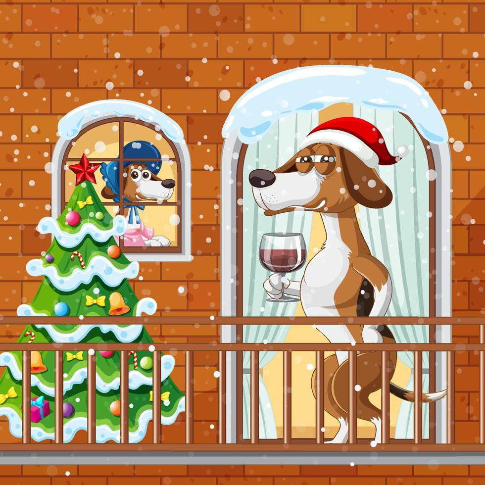 A beagle dog celebrating Christmas vector