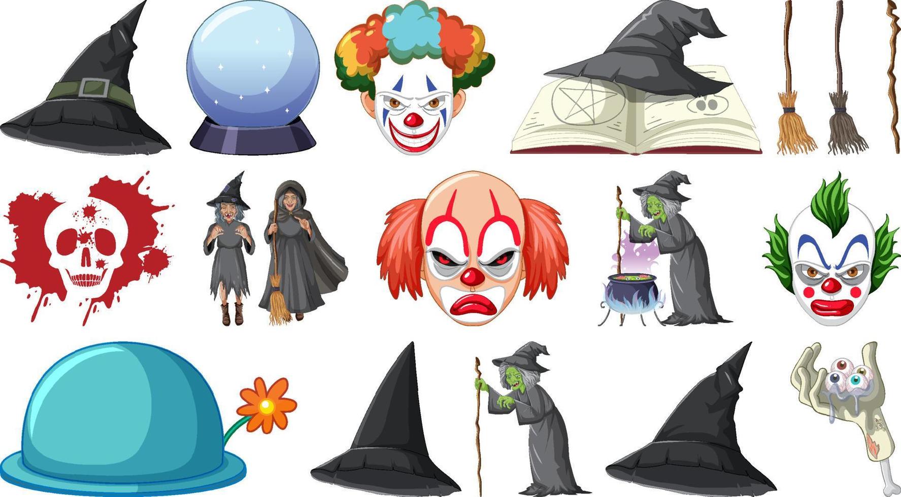 conjunto de halloween con monstruos aterradores vector