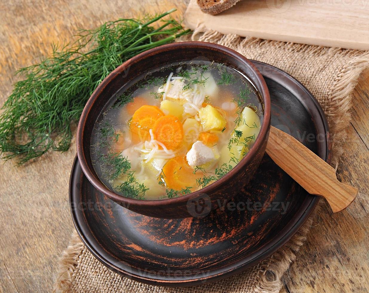 Tasty chicken soup photo