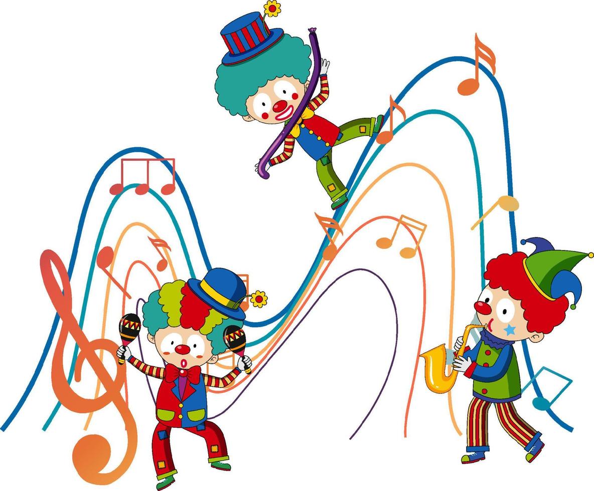 Clown cartton character with music note vector