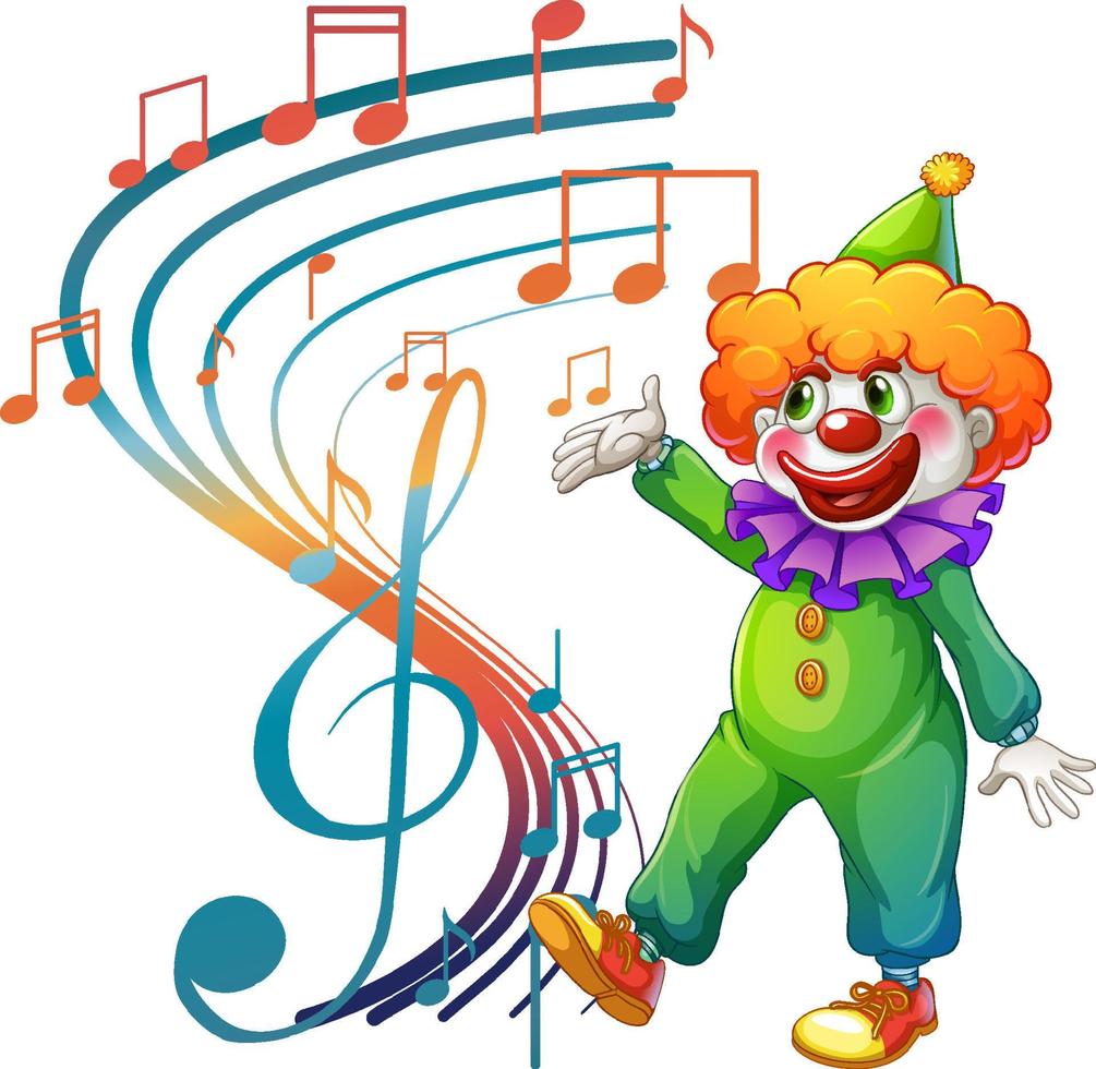 personaje de cartón de payaso con nota musical vector