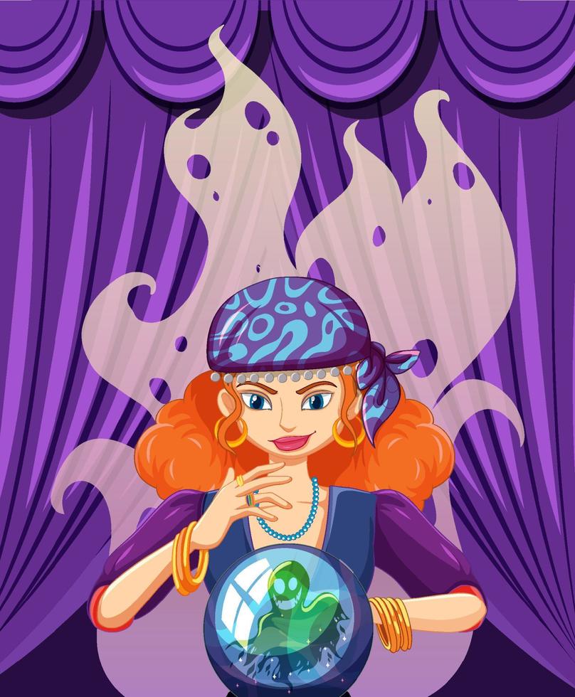 Fortune teller with crystal ball vector