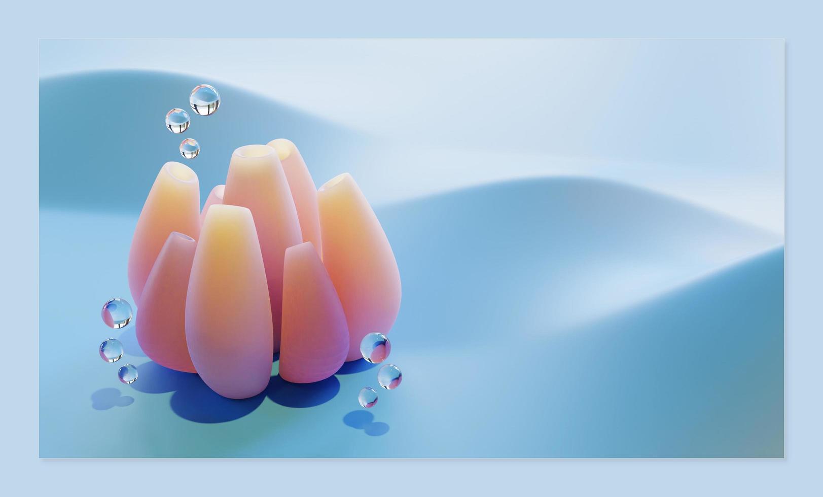 World Ocean Day Landing Page Template With Tube Sponge 3D Render photo