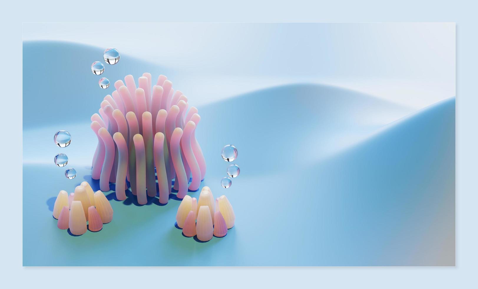 World Ocean Day Landing Page Template With Anemone 3D Render Illustration photo