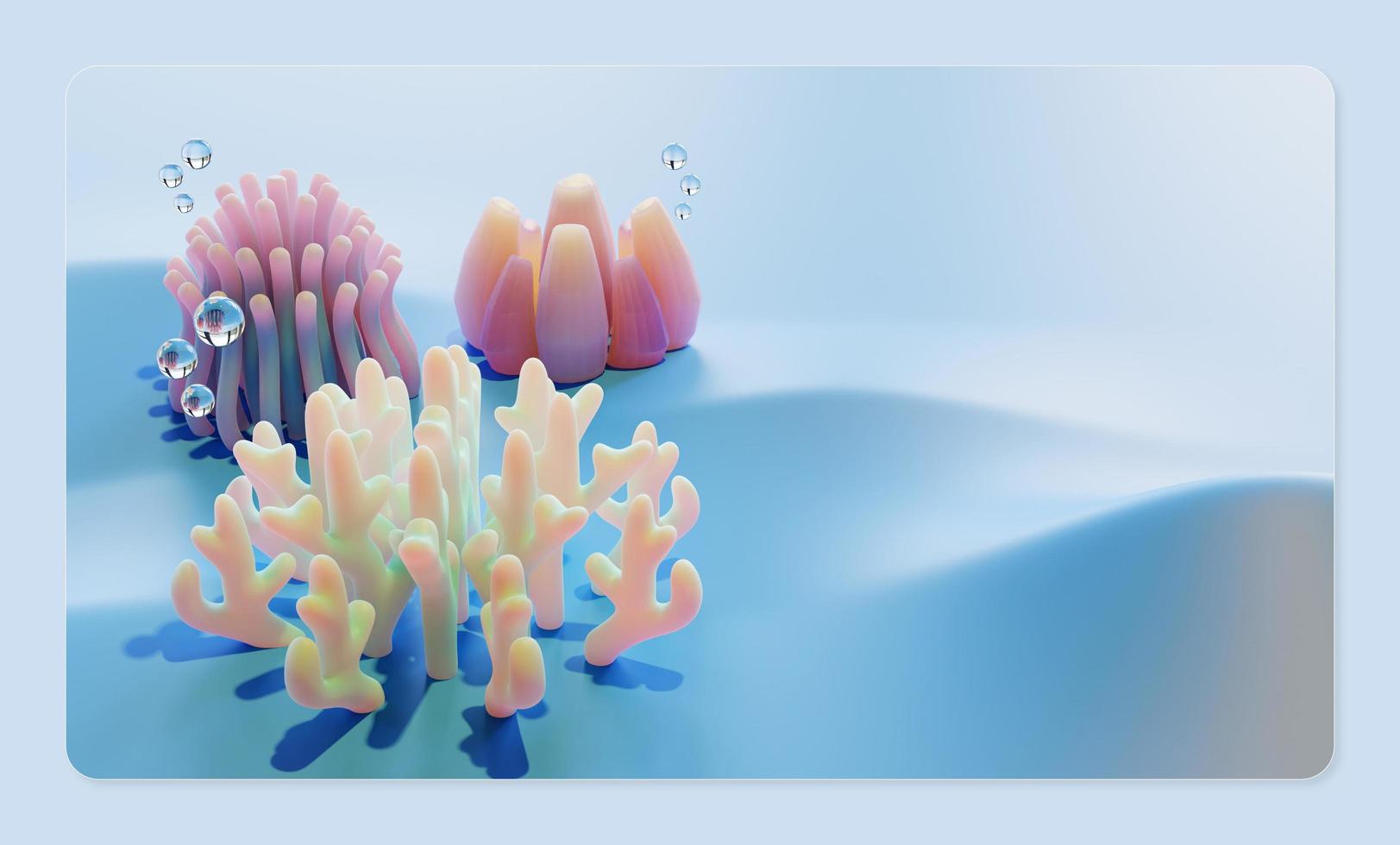 World Ocean Day Landing Page Template With Coral Reef 3D Render Illustration photo