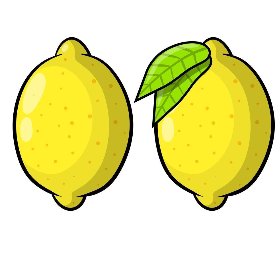 Limon. Yellow sour fruit. Set of objects vector